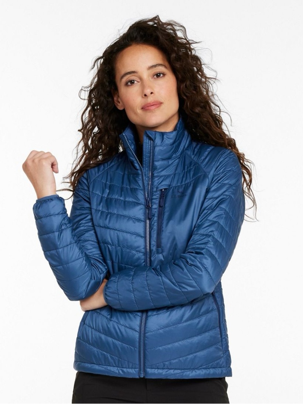 LL Bean Primaloft Packaway Jacket Blue Winter Lightweight Zip Up Sz XL